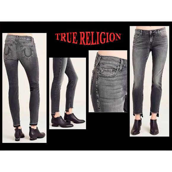 TRUE RELIGION NEW Goth HALLE Raw Step Hem Mid-Rise Super Skinny Jean 27 - Picture 3 of 12